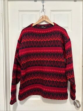 Vintage Norvyk Pure Virgin Wool Scandinavian Geometric Knit Ski Sweater